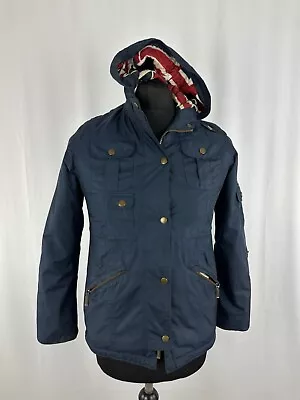 Boys Barbour Jacket Union Jack Design Blue Polyester PU Laminated XL 38 In Chest • £25