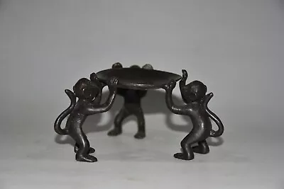 Old China Qing Dynasty Handcrafted Copper Triple Monkey Sculpture Candle Holder • $0.06