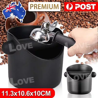$12.45 • Buy Coffee Waste Container Espresso Grinds Knock Box Tamper Tube Bin Black Bucket AU