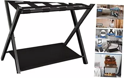 Folding Luggage Rack Stand With Shelf For Guest Room Foldable Metal 1 Pack • $48.68