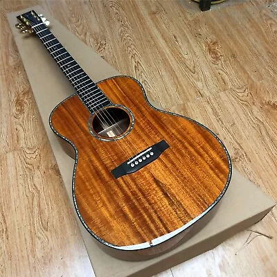 All Koa Wood 40  OM Style Acoustic Guitar Abalone Inlays Ebony Fingerboard • $429