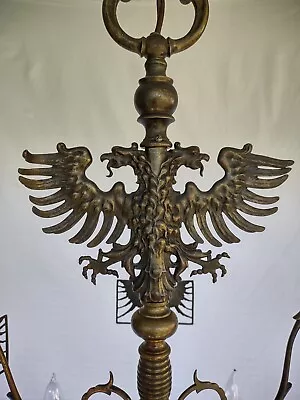 18th C Antique Bronze Whale Oil Chandelier Double Headed Eagle Judaica Shabbat • $1995