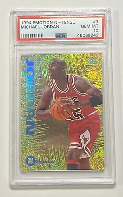 1994 EMOTION N-TENSE MICHAEL JORDAN #3 3/10 PSA 10 - Chicago Bulls • $789