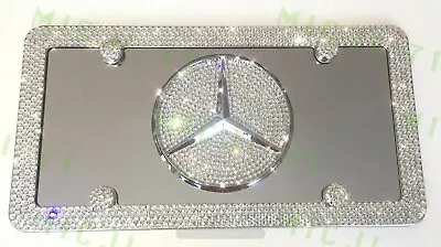 Mercedes Benz Front Vanity Stainless Plate W Crystal Frame W Swarovski Crystals • $179.99