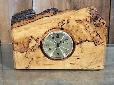 Live Edge Natural Wood Slab Mantle Clock Spalted English Beech Timely Creations • $39.95