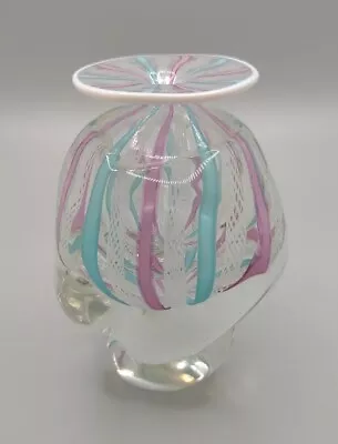 Vintage 1991 Heron Glass Pastel Pink And Blue Ribbon Cane Zanfirico Fine Italian • $69.99