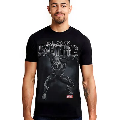 Black Panther Mens T-shirt Strike Black S-XXL Official Marvel • £13.99