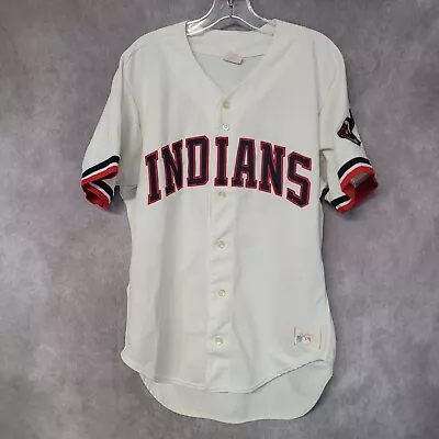 Rare Vintage 80s Rawlings Cleveland Indians Home White Jersey Mens 46 L Wahoo • $149.99