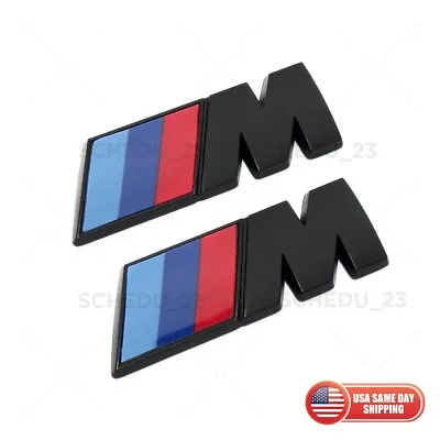 $19.99 • Buy 2x BMW Matte Black M Series Fender Nameplate Emblem Badge ABS Mini Sport Power