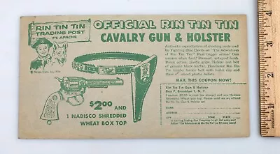 1956 Rin Tin Tin Nabisco Shredded Wheat Trading Post Coupon Cavalry Gun Holster • $9.99