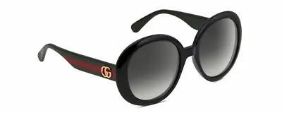 Gucci GG0712S Womens Round Designer Sunglasses Black Red Gold/Grey Gradient 55mm • £227.67