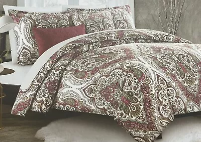 Nicole Miller Green Gold Paisley Medallion King Duvet Cover Set W /shams • $139.95