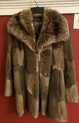 Fancy Vintage Muskrat Fur Coat Raccoon Neck Few Tears Easy Fix For Use/repurpose • $99