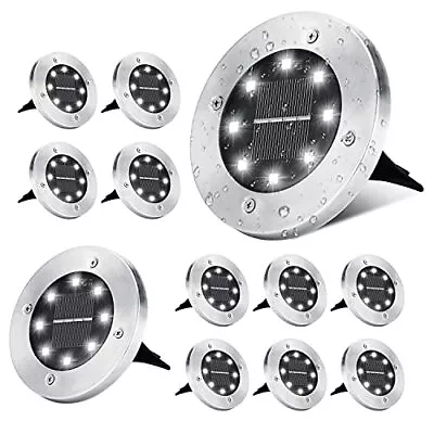 Solar Ground Lights 12 Pack 8 Led Solar Disk Lights Outdoor Inground Light Water • $41.25