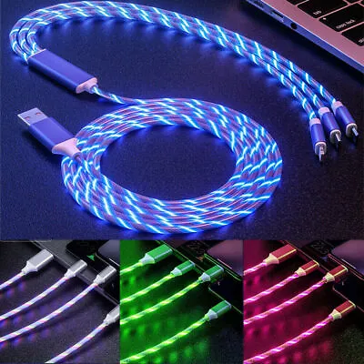 3 In 1 LED Fast Charging Cable Adapter For IPhone Micro USB Type C Charger Cord • $5.69