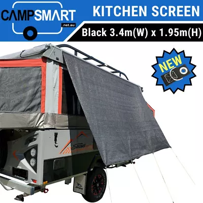 3.4m XD Black Kitchen Awning Privacy Screen Sunscreen Jayco Swan Camper Trailer • $89.95