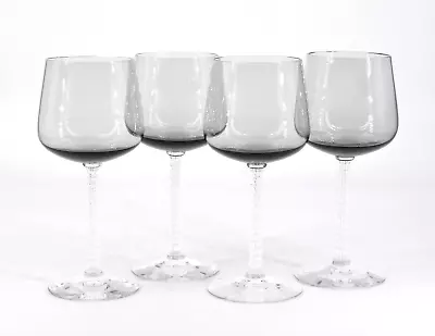 Set Of 4 VTG Fostoria Precedence Smoke Gray Crystal Goblets Wine Glasses 7.5  • $45