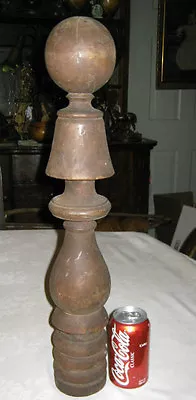 Antique Architectural Primitive Bed Wood Newel Post Finial Column Lamp Art Pole • $295