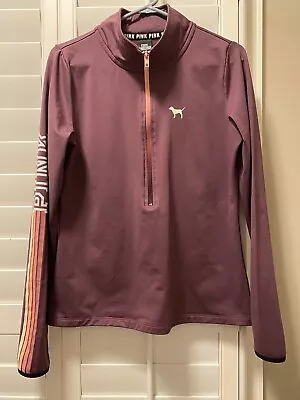 PINK Victoria’s Secret Ultimate Half Zip Maroon/Pink Pullover Jacket Size Large • $23.99