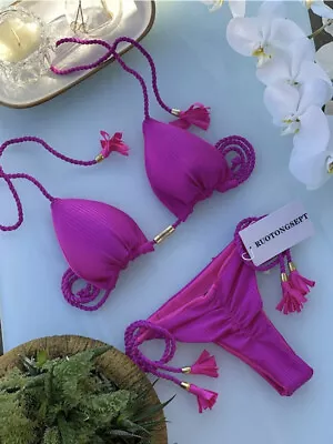 Womens Sexy Push Up Bikini Set Braided String Swimwear Ruched Thong Bathing Suit • $19.99