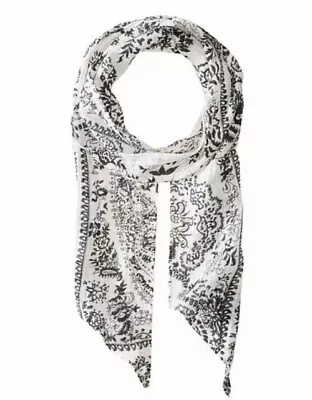 NEW Michael Stars Porcelain Scarf Size OS White Black Floral Tapered- Pop Sugar • $19.97