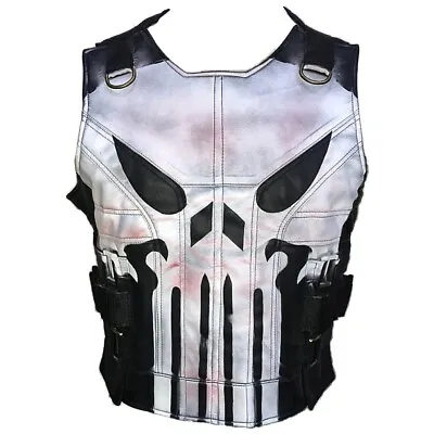 Men's John Bernthal New Punisher Season 2 Black Real Leather Jacket  Vest • $69.99