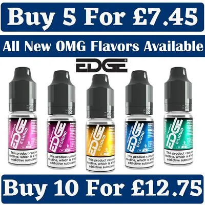 Edge E-Liquid 10ml NO NICOTINE Pod Vaping Juice | 50/50 VG/PG | All Flavours • £7.45