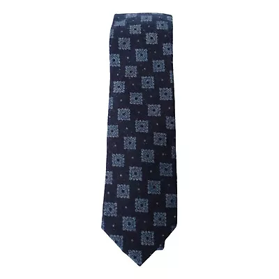 ORIGINAL PENGUIN Dark Navy Blue Fancy Square Pindot Dot Cotton Woven Slim Tie • $19.99