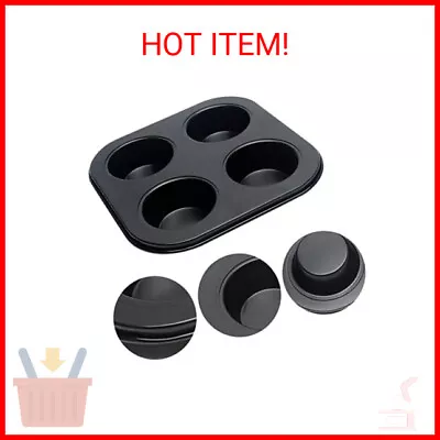 Beiyoule 4 Cup Muffin Pan Mold - Non-Stick Cupcake Baking Tray/Tin - Carbon Stee • $11.52