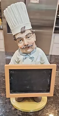 French Italian Chef Figure Statue Bon Appetite Chalk Message Board 16”  • $48