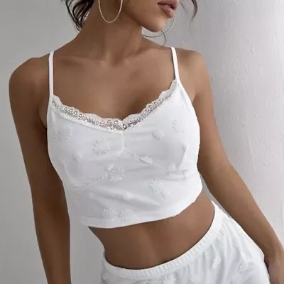 SHEIN Strappy Crop Top Brand New With Packaging Summer Top Daisy Mesh • £5