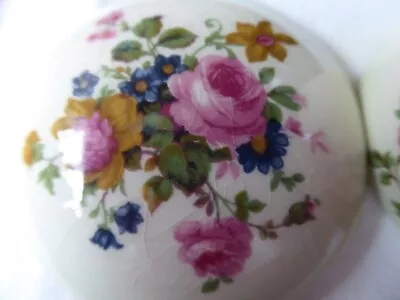 Royal Worcester Round Trinket Box With Pink Roses  - Palissy- Made In England • £2.99