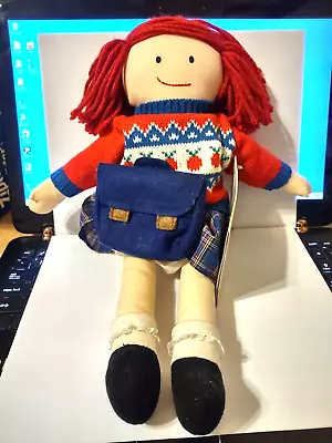 Madeleine Cloth Rag Doll By Eden 1994 Sweater Plaid Dress - 15” • $14.95