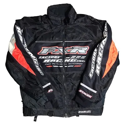 FXR Racing Jacket Snowmobile Mens Tag Large Black Full Zip Winter Riding • $79.97