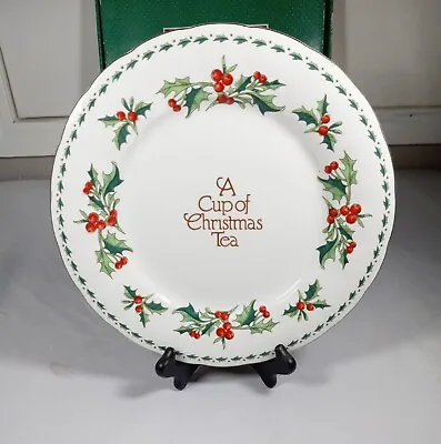 A Cup Of Christmas Tea Dinner Plate Tom Hegg Waldman House Bone China W Box 10  • $30