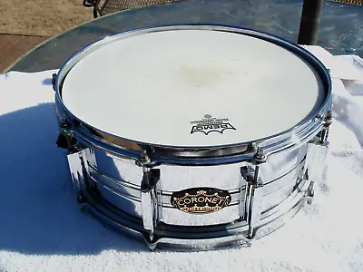 10-Lug CORONET MIJ SNARE Drum. 70s STEEL Shell 14 X5  Stencil Import. Tama Throw • $125