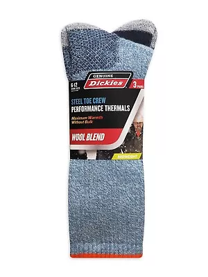 Dickies New 3-Pack Men's Wool Blend Thermal Steel Toe Crew Socks Midweight 6-12 • $14.99