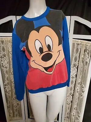 Vtg Walt Disney Mickey Mouse  Sweatshirt Women S-M  Big Face 80s • $12.99