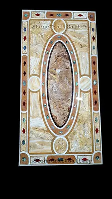 48  X 24  Marble Center Table Top Handmade Semi Precious Stones Inlay Work • $1907.63