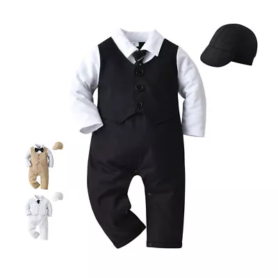 Baby Boy Suit Formal Party Wedding Tuxedo Waistcoat Outfit Suit 3-24 Months • £12.40