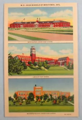 High Schools Of Manitowoc WI Wisconsin Postcard (#7777) • $5.99