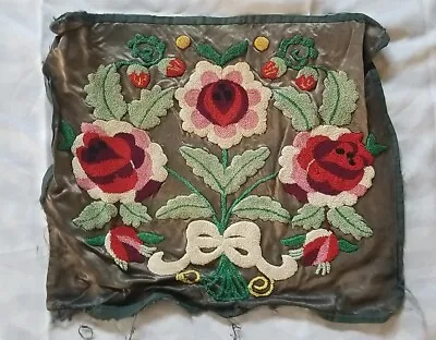 Vintage Embroidered Pillow Cover Antique Floral Roses Flower Art Nouveau Deco • $47.25