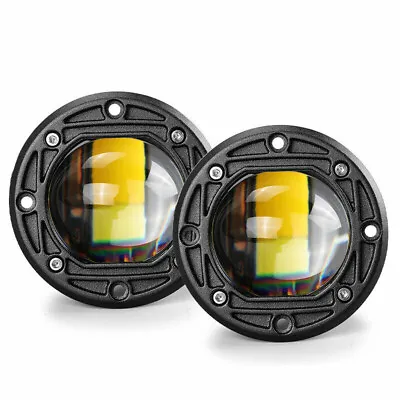 2Pcs 3 Inch Car LED Lens Work Light Flush Mount Dual Color Fog Lamp Waterproof • $32.30