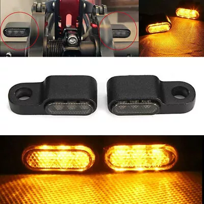 2X Mini LED Motorcycle Turn Signal Lights Amber Blinker Lamp Black Universal 12V • $9.89