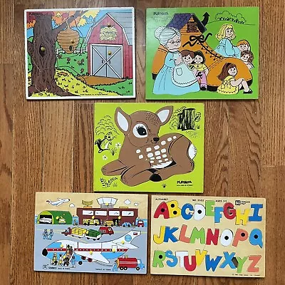 Lot Of 5 Vintage Playschool Wooden Children’s Puzzles Playskool Summco • $18