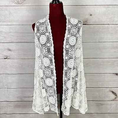 Johnny Was 4 Love And Liberty Crochet  Lace Open Front Topper Women’s Sz S • $42.08