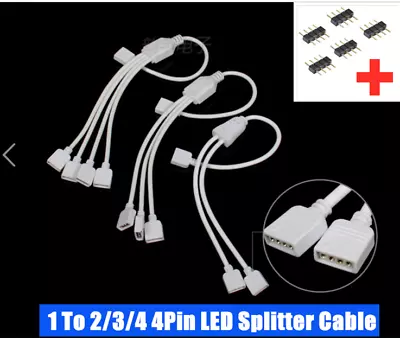 4Pin 1 To 2 3 4 Splitter Cable Cord Connector For RGB 5050 3528 LED Strip Lights • $4.25