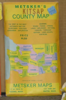 Mid 1950's Metsker's Map Of Kitsap County Washington • $8.99