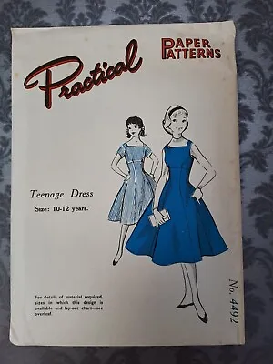 £7 • Buy 50's Practical Paper Sewing Pattern Vintage Unused Girls Dress  10- 12 Yrs 