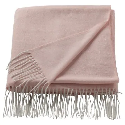 Ikea HOLMVI Throw Soft Throw  In Light Pink With Fringes 120x160cm  New • £15.10